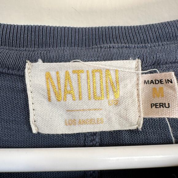 Nation LTD Janae Slim Crew Tee Long Sleeve Button Cuff T-Shirt Blue Womens M - Picture 8 of 12